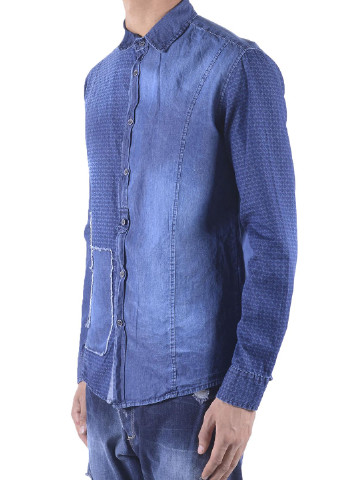 Синяя джинсовая рубашка с градиентным узором Made in Italy