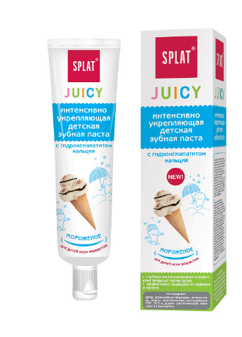 Зубная паста для детей от 0+ лет juicy мороженое, 35 мл Splat 7640168930226 (255956730)