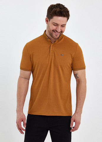 Горчичная футболка-поло для мужчин Trend Collection однотонная
