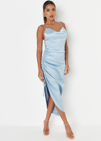 Голубое коктейльное платье платье-комбинация Missguided однотонное