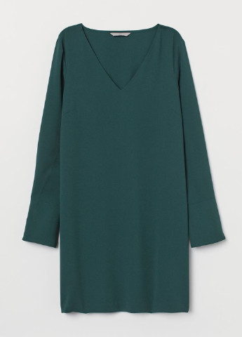 Темно-зелена кежуал сукня, сукня а-силует H&M однотонна