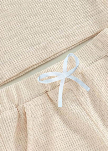 Кремовий літній костюм (футболка, шорти) з шортами SHEIN