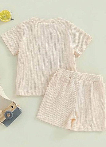 Кремовий літній костюм (футболка, шорти) з шортами SHEIN