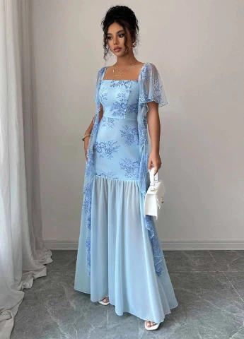 Блакитна святковий, вечірня сукня SHEIN однотонна