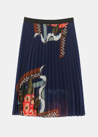 Темно-синяя кэжуал с рисунком юбка Desigual плиссе