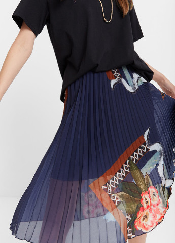 Темно-синяя кэжуал с рисунком юбка Desigual плиссе