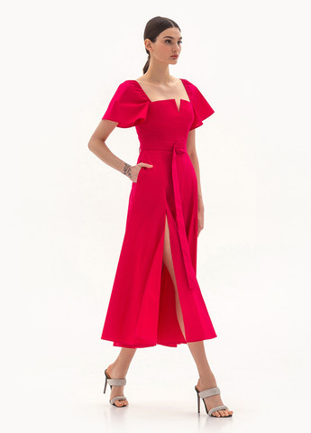 Малиновое вечернее платье в стиле ампир BGL однотонное