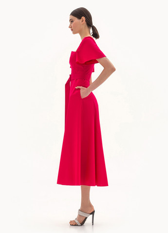 Малиновое вечернее платье в стиле ампир BGL однотонное