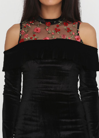 Черное кэжуал платье Diva с цветочным принтом