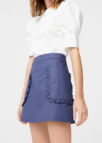 Темно-синяя кэжуал однотонная юбка Mango
