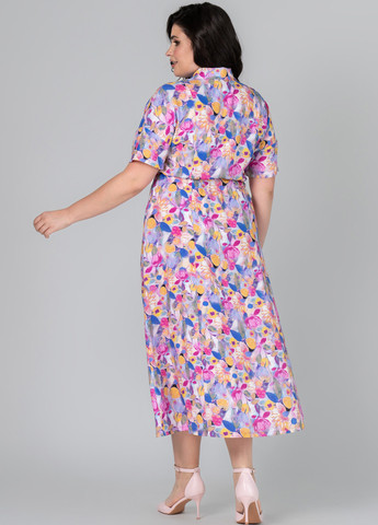 Комбинированное кэжуал платье а-силуэт A'll Posa с цветочным принтом
