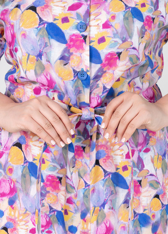 Комбинированное кэжуал платье а-силуэт A'll Posa с цветочным принтом
