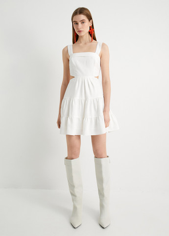 Белое кэжуал платье а-силуэт KOTON однотонное