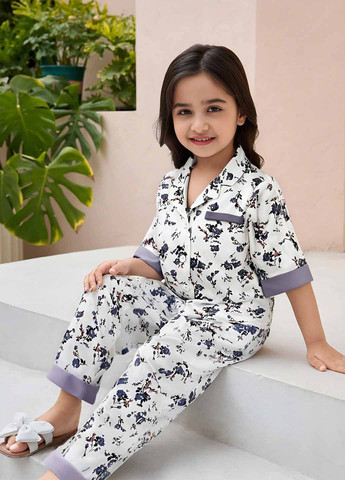 Белая всесезон пижама (рубашка, брюки) рубашка + брюки SHEIN