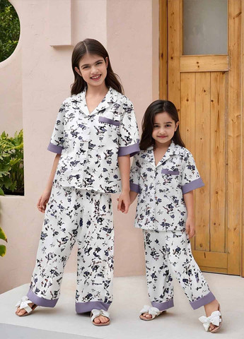 Белая всесезон пижама (рубашка, брюки) рубашка + брюки SHEIN