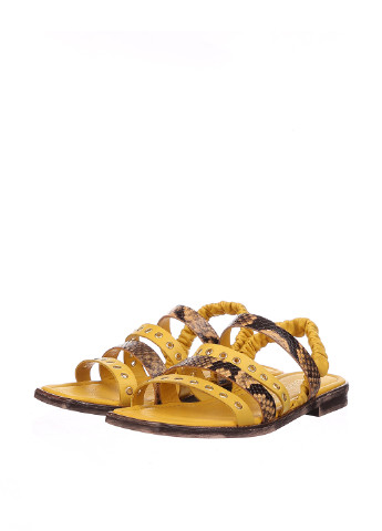 Женские кэжуал сандалии Blizzarini желтого цвета на резинке с тиснением, с заклепками
