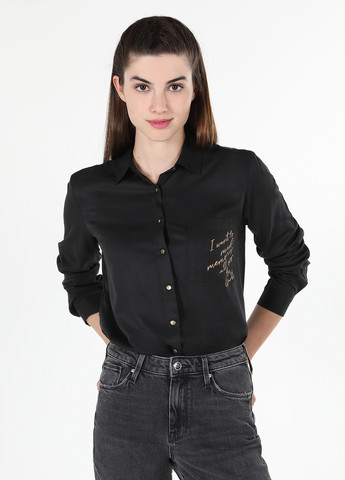 Черная кэжуал рубашка с надписями Colin's