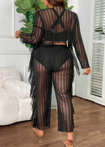 Чорний літній комплект (топ, штани) SHEIN