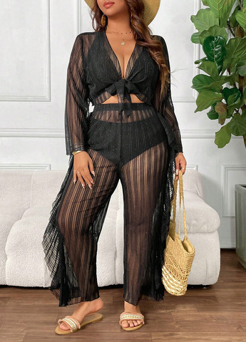 Чорний літній комплект (топ, штани) SHEIN