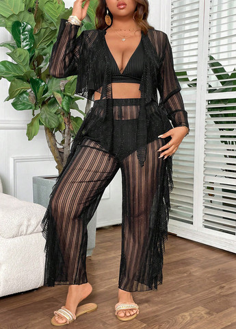 Чорний літній комплект (топ, штани) SHEIN