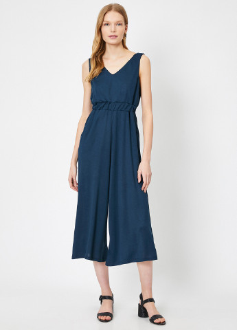Платье KOTON комбинезон-брюки однотонный тёмно-синий кэжуал модал