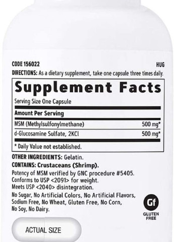 Спеціальна добавка MSM & Glucosamine 90 caps GNC (254371896)