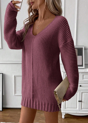 Світло-рожева кежуал сукня сукня светр SHEIN однотонна