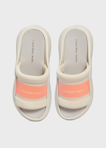 Бежевые шлепанцы Calvin Klein Jeans с логотипом