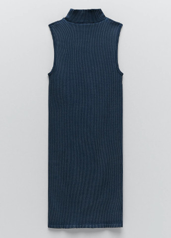 Темно-синее кэжуал платье платье-водолазка Zara однотонное