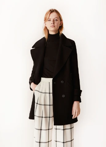 Черное демисезонное Пальто Massimo Dutti