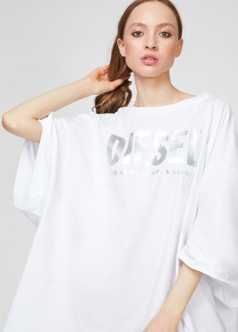 Белое кэжуал платье оверсайз Diesel с надписью