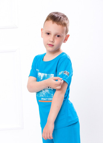 Бирюзовый летний комплект для мальчика (футболка + шорты) Носи своє 6102