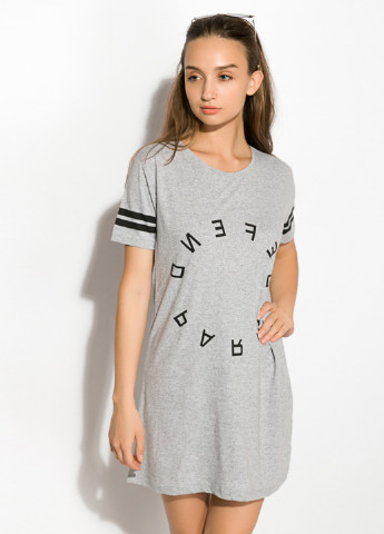 Світло-сіра кежуал сукня сукня-футболка Time of Style з написами