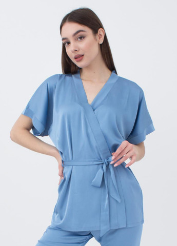 Голубой демисезонный комплект (блуза, брюки) Giulia