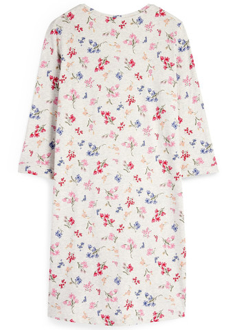 Серое домашнее платье а-силуэт C&A с цветочным принтом