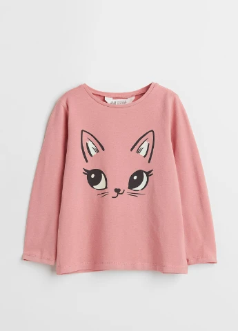 Лонгслів,рожевий з принтом, H&M (256503113)