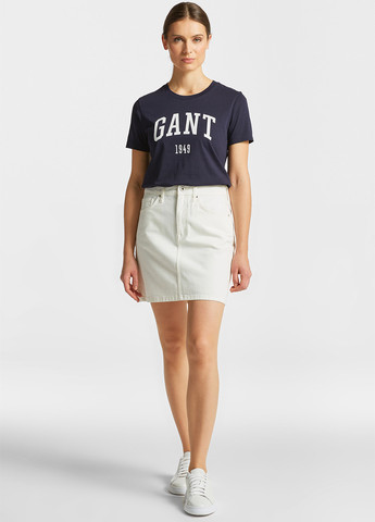 Белая джинсовая однотонная юбка Gant карандаш