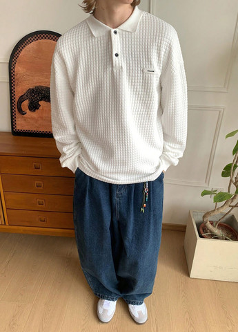 Белая футболка-поло для мужчин SHEIN однотонная