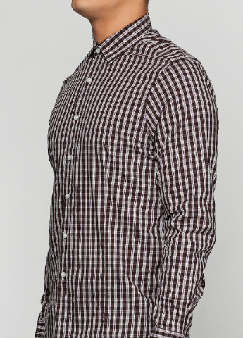 Темно-коричневая кэжуал рубашка в клетку Paul Martin's с длинным рукавом