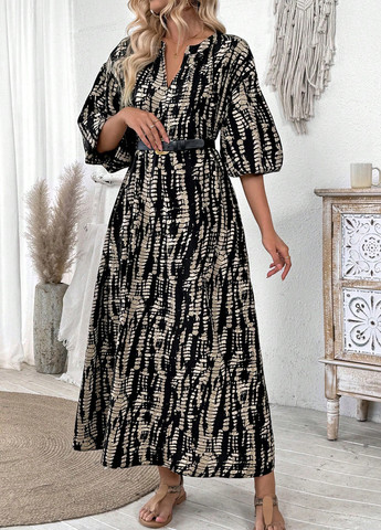 Комбинированное кэжуал платье а-силуэт SHEIN с абстрактным узором