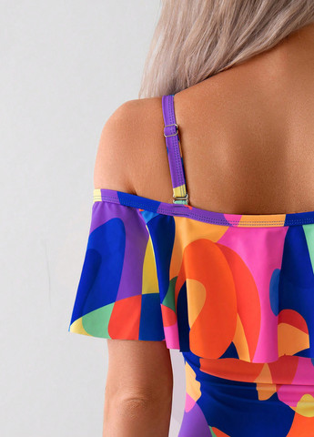 Комбинированный летний купальник слитный, майо SHEIN