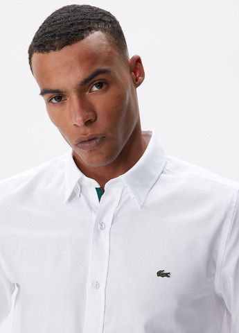 Белая кэжуал, классическая рубашка с логотипом Lacoste