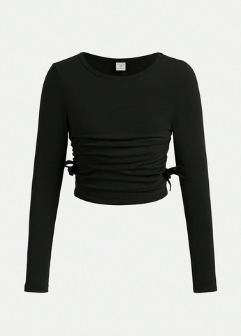 Разноцветный демисезонный кэжуал лонгслив SHEIN однотонный