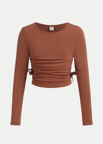 Разноцветный демисезонный кэжуал лонгслив SHEIN однотонный