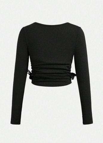 Разноцветный демисезонный кэжуал лонгслив SHEIN однотонный