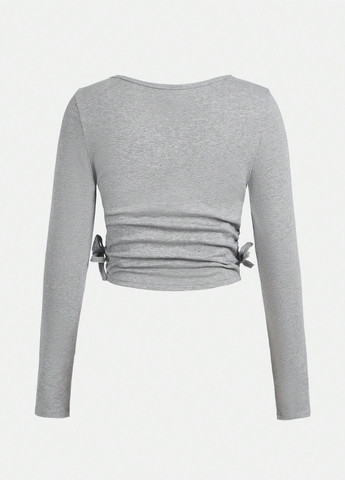 Разноцветный демисезонный кэжуал лонгслив SHEIN однотонный