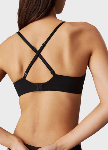 Чёрный балконет бюстгальтер Calvin Klein с косточками полиамид