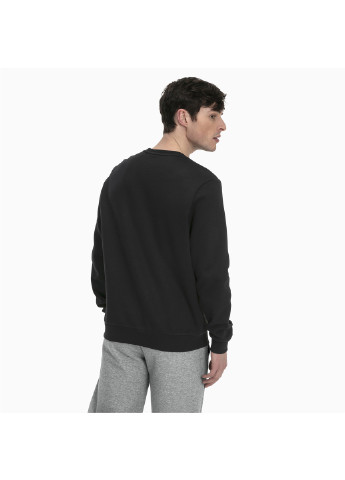 Свитер Essentials Fleece Crew Neck Men's Sweater Puma однотонная чёрная спортивная хлопок, полиэстер, эластан