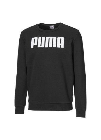 Светр Essentials Fleece Crew Neck Men's Sweater Puma однотонна чорна спортивна бавовна, поліестер, еластан