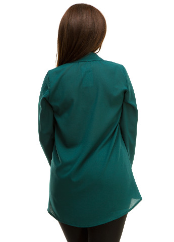 Темно-зеленая кэжуал рубашка однотонная Lady Style